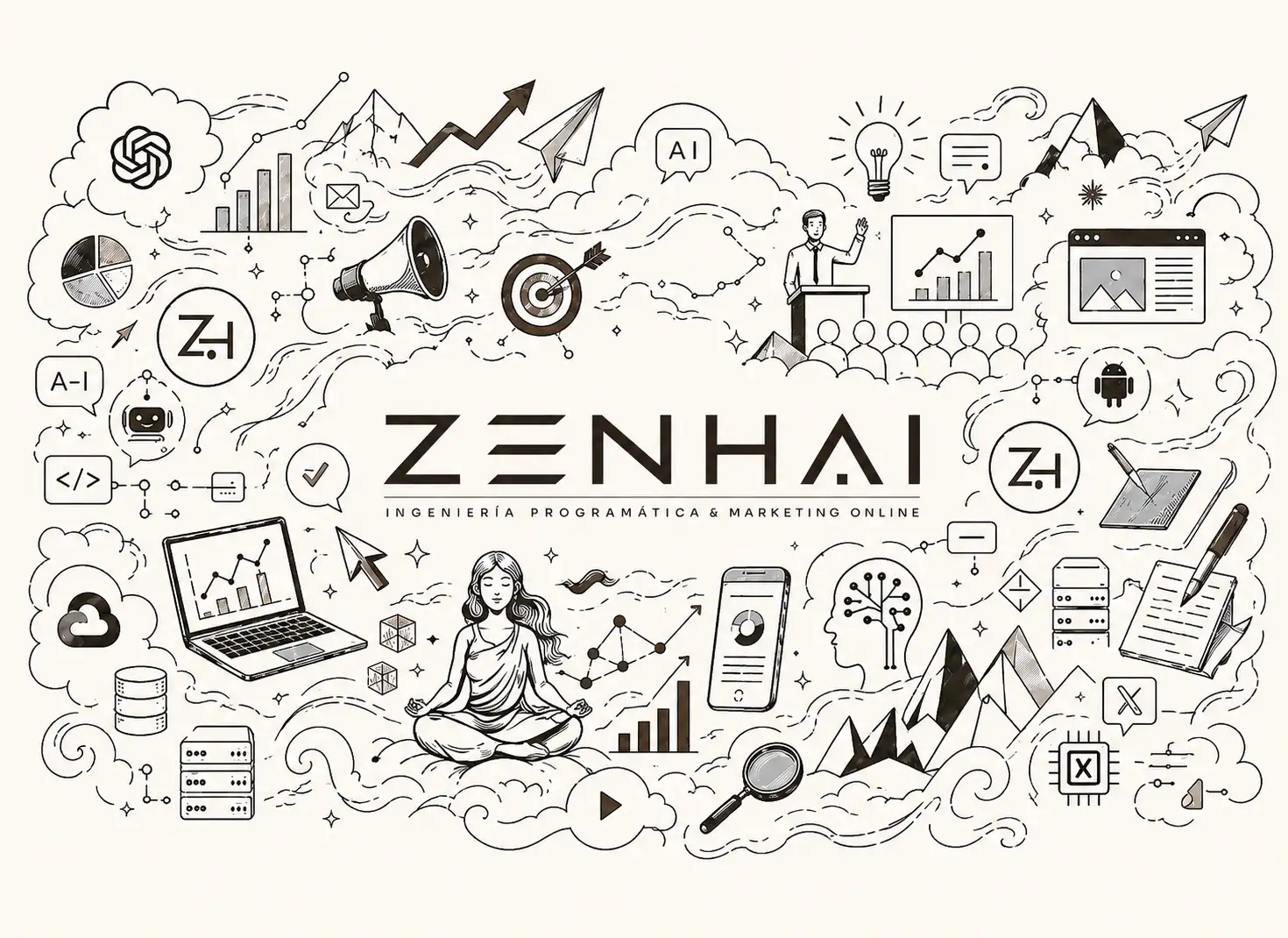 Ecosistema de estrategia, inteligencia artificial, medios, datos y tecnología de ZENHAI